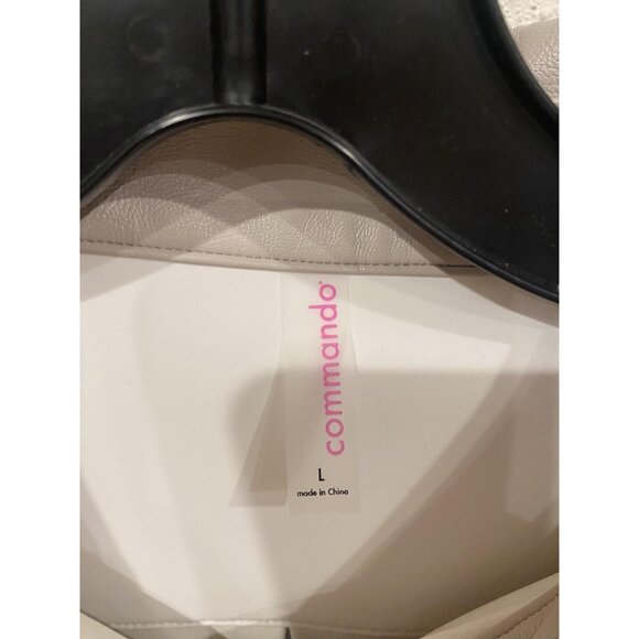 Commando Faux Leather Shirt Womens Large Taupe Button Down Oversized Shacket - Picture 3 of 4